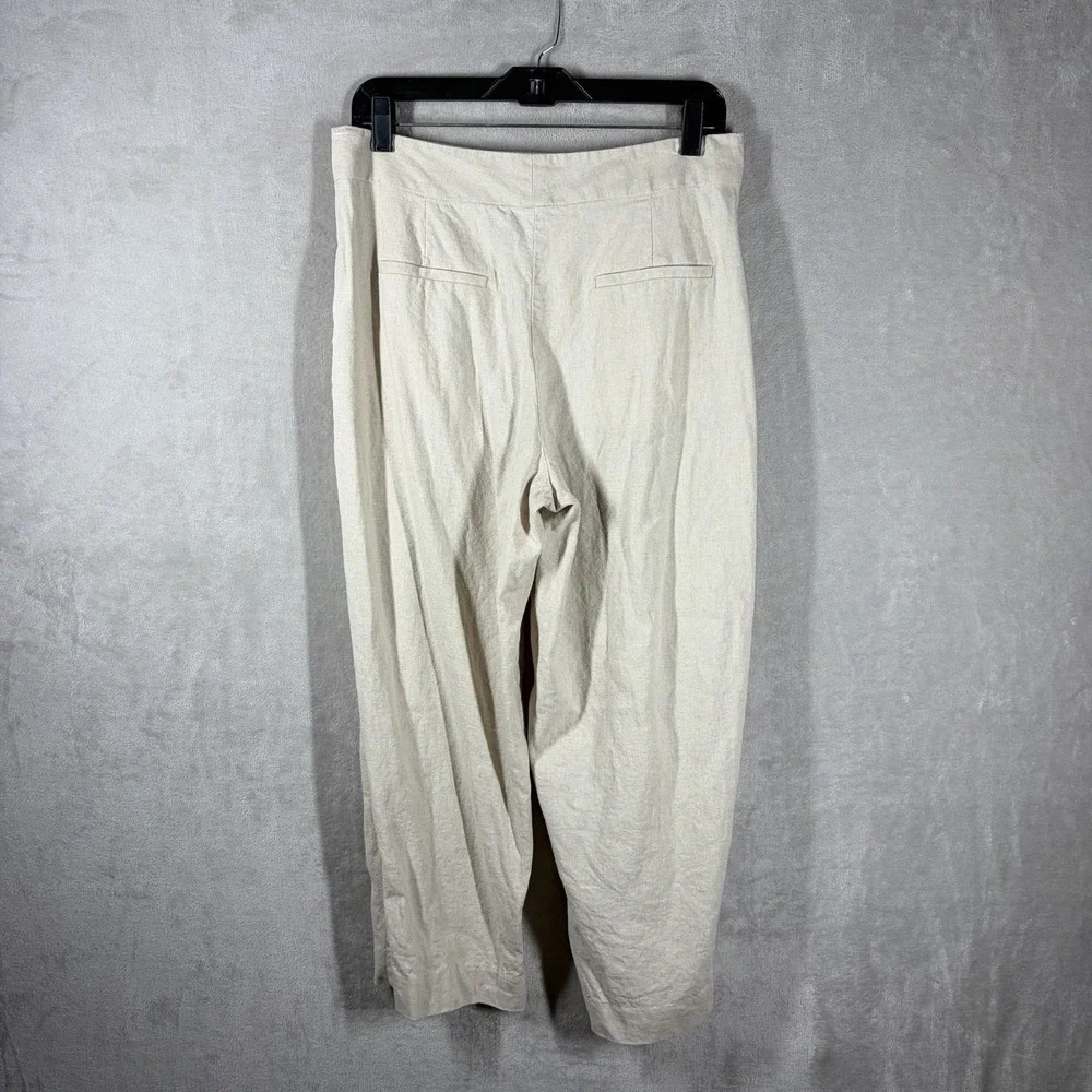Zara Linen Blend Wide Leg Cropped Pants Size M Minimalist Chic Coastal Modern